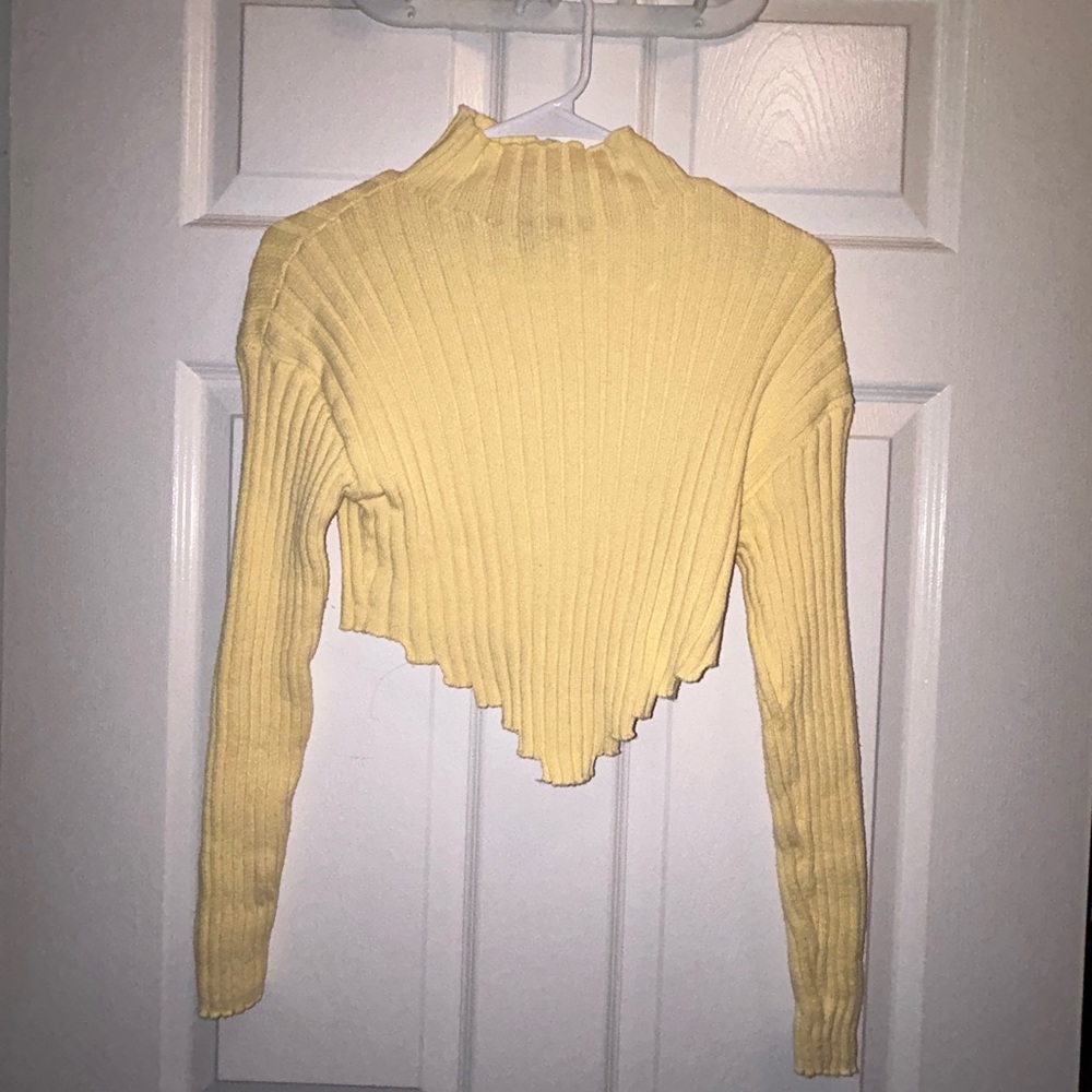 Yellow Ribbed Knit Women's Top